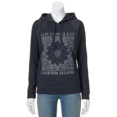 Sudadera con capucha polar para mujer Levi's "California Dreaming", gris carbón, pequeña, usada en excelente estado Foto 1 de 4
