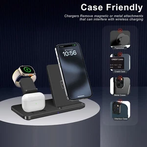 3In1 Wireless Charger Charging Station For Apple Watch Ultra2 S9/8 iPhone 15 Pro - Picture 1 of 20