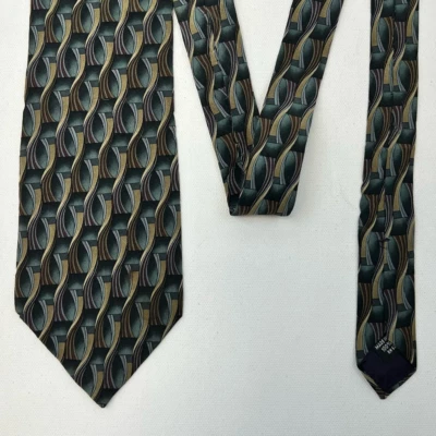 Cocktail Collection Mens Tie Necktie Multicolor 100% Silk Wide Abstract Classic - Image 1 of 4