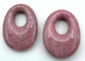 T053 - 3 paia di cerchi in pietra rodonite originali - 20x15 mm - vintage - rosa piuttosto bello - Foto 1 di 2