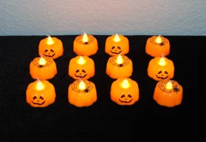 Super Cute Set of 12 Pumpkin shaped LED flameless candles - Picture 1 of 1