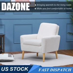 Accent Chair Living Room Upholstered Teddy Fabric Comfortable Arm Chair Sofa US - Picture 1 of 16