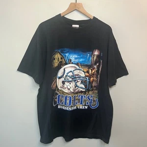 Camiseta de Algodón NFL Vintage Indianapolis Colts Herradura Crew Negra Talla Grande - Imagen 1 de 5