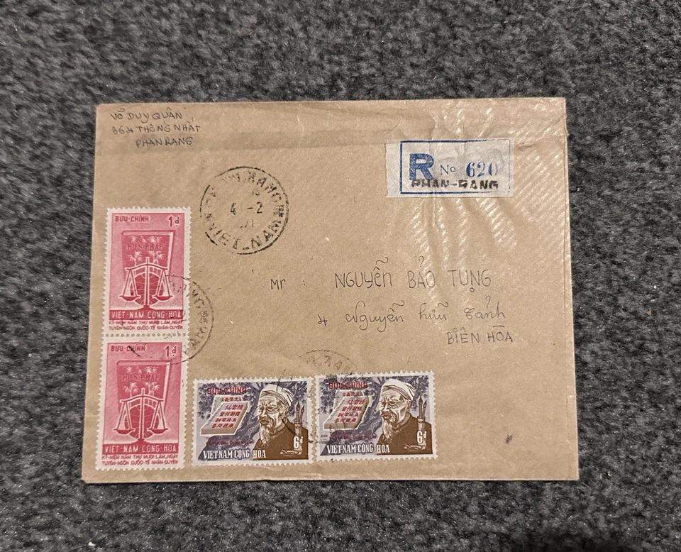 RARO VIETNAM SUR 1971 CUBIERTA DE NGUYEN BAO TUNG PHAN RANG MATASELLOS Foto 1 de 3