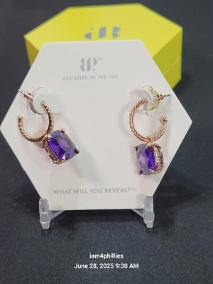 Bomb Party OG ER14020 - Historias no escritas, topacio púrpura circonita cúbica oro rosa Foto 1 de 4