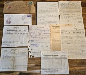Vintage Eisenbahn Eisenbahn Papier Ephemera Dokumente URKUNDEN Verträge RECHNUNGEN Posten - Bild 1 von 4