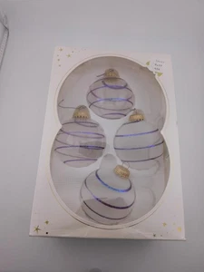 Paquete de 4 adornos de remolino púrpura de Navidad de Krebs vidrio clásico americano EE. UU. - Imagen 1 de 3