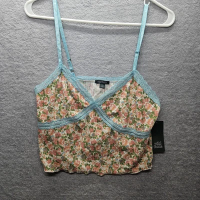 Women (Sz XL) Floral Lace Detail Cropped Camisole Ribbed Tank -Wild Fable  - Imagem 1 de 4