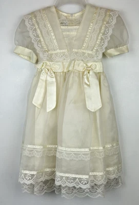 Vestido Vintage Jessica McClintock Niña 5 Nupcial Flor Encaje Marfil EE. UU. LEER Foto 1 de 4