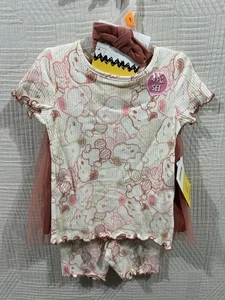 Peanuts Snoopy 4 Piece Girls Skirt,shirt,shorts, Headband Outfit Size 4 T New - Picture 1 of 4