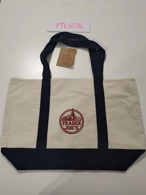 Trader Joe’s Canvas Heavy Duty Navy Reusable Eco Tote Grocery Bag BNWT - Image 1 of 4