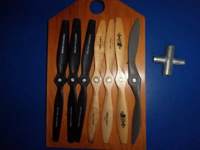 Master Airscrew Lot of 7 Propellers + Board & Wrenches 10x6 10x7 10x8 10x10 B-11 - Image 1 of 4