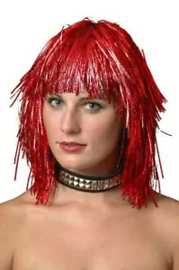 Cyber Red Metallic Tinsel Wig - Picture 1 of 1