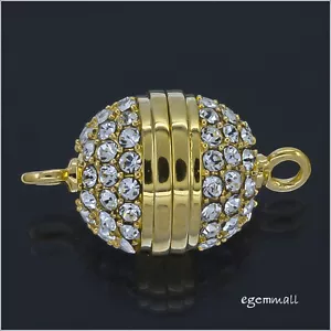 Gold Plated Sterling Silver Snap On Stud Clasp Made with Swarovski Crystal 51997 - Picture 1 of 2