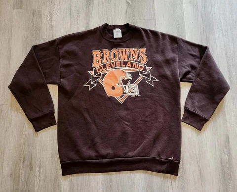 Vintage Cleveland Browns Crewneck Sweatshirt Men's Large 90s USA Made NFL Logo 7 Cover