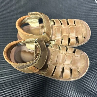 Jacadi Kids Brown Leather Shoes  Straps Size 28 Made in France Sandal US 11 boy - Image 1 of 4