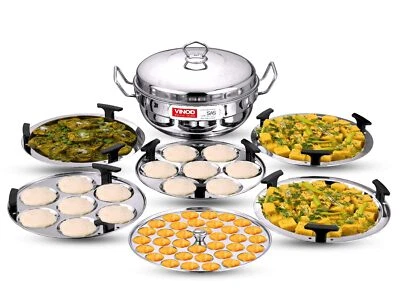 Vinod 7pc Deluxe Multi Kadai Wok. Patra Dhokla Mini Idli Induction Cooker - Image 1 of 4