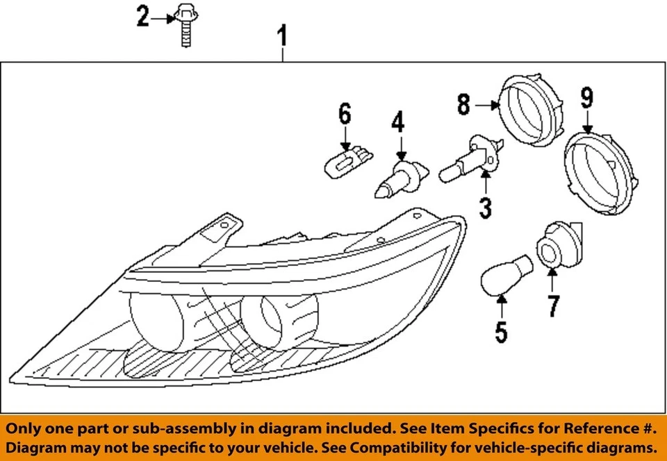 KIA OEM 03-15 Optima-Faro Faro Bombilla 1864755009E Foto 1 de 1
