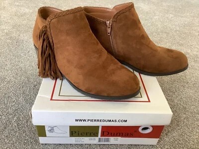 Botín Pierre Dumas Mujer Talla 10M Nuevo Color Tostado Gamuza Flecos Zoey-6 Foto 1 de 4
