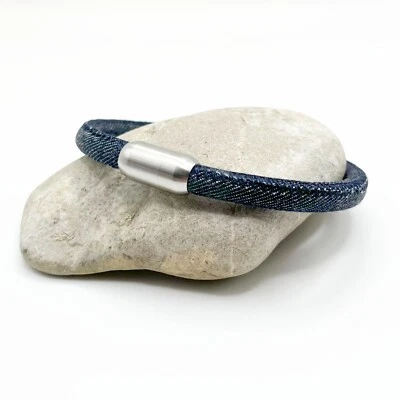 Jeans Jeansstoff Armband Blau Herren Damen Partnerarmband Geschenk schmal leicht - Bild 1 von 3