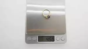 18K Yellow Gold Blue Sapphire Ring #25843B - Picture 1 of 7