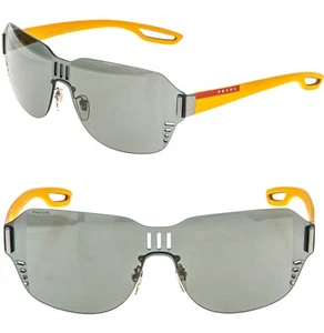 PRADA 05S LINEA ROSSA Sport Matte Rubber Yellow Grey Mirrored Sunglasses PS05SS - Picture 1 of 12