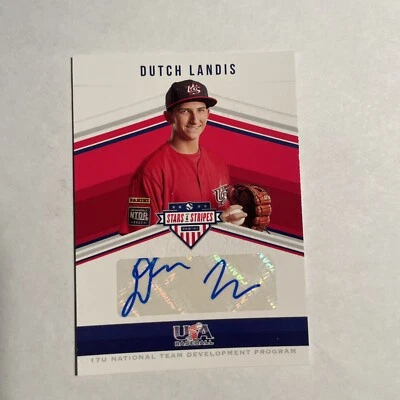 2018 USA Baseball Stars & Stripes 17U National Signatures Dutch Landis Auto /184 - Image 1 of 2