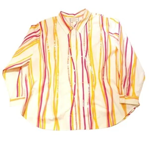 Capistrano Jeans Shirt Blouse Women 3X Stripes Pink/Orange Sequins NWT - Picture 1 of 4