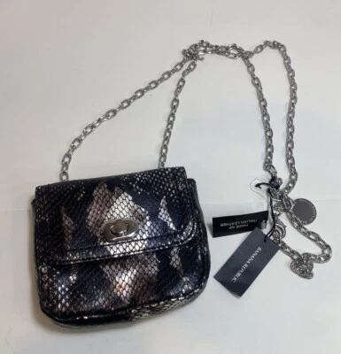Bolso Bandolera Banana Republic Cuero Metálico Piel de Serpiente MINI Cartera Pequeña *3G Foto 1 de 4