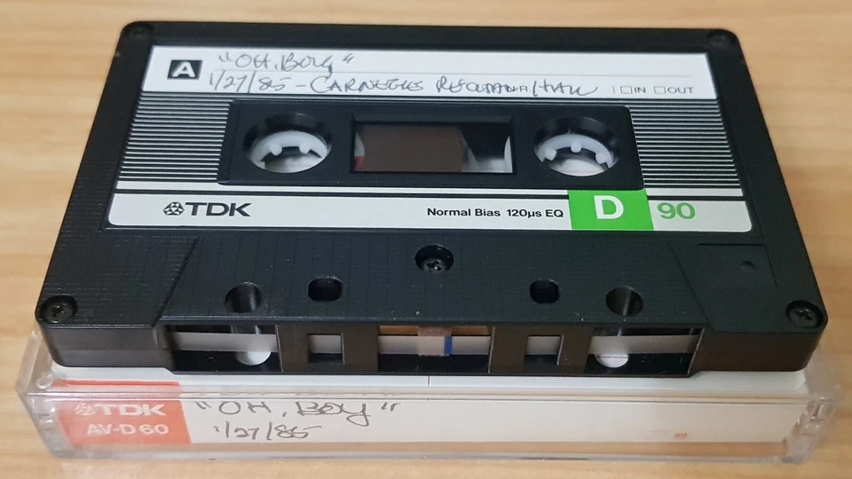 used TDK AV-D60 blank cassette (has label Oh Boy 1985 Carnegie Hall) - Image 1 of 1