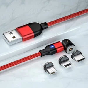 540° Rotate Magnetic Charger Cable Phone Fast Charging with Type C Micro USB IOS - Picture 1 of 20