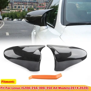 FOR 2013-19 LEXUS IS200t IS250 IS350 HORN CARBON FIBER SIDE MIRROR COVER CAPS US - Picture 1 of 9