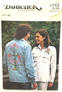 Vintage 1970s Men's Shirt Pattern #4742 with Transfer - Picture 1 of 2
