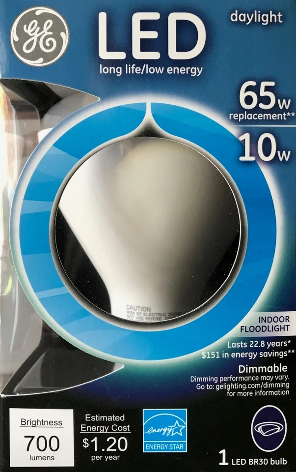 GE BR30 Dimmable LED Floodlight Bulb, 10 Watts / 65-Watt Equivalent - 700 Lumens - Image 1 of 1