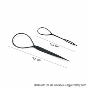 Black Topsy Tail Hair Braid Ponytail Maker Styling Tool Hair Accessories 2pcs - Picture 1 of 5