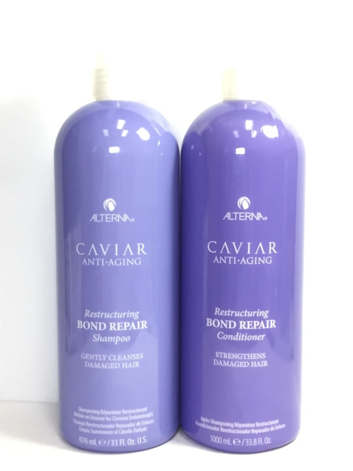 (2 PACK) Alterna Caviar Bond Repair Liter Duo (Shampoo and Conditioner), 33.8 oz