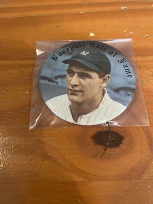 1978 Baseball Hall Of Fame Lou Gehrig 3” Pin HF2 Sports Photo Assoc Button - Image 1 of 2