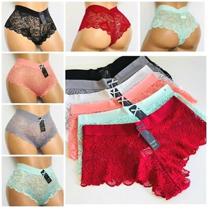 6-12 Women Boyshort Lace Hipster Cheeky SHORT UNDIES UNDERWEAR PANTIES 8103 S-XL - Picture 1 of 12