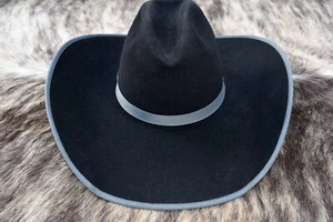 Phemister Ranch Collection Cowboy Western Hut schwarz aquamarin Borte 6 3/4 lang oval 7X - Bild 1 von 7