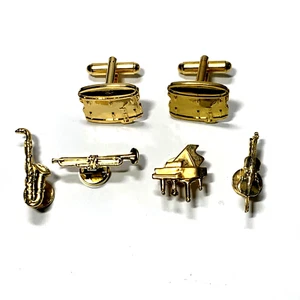 Cufflinks & Studs JAZZ - Drums Sax Piano Trumpet Bass MUSICAL INSTRUMENTS - Picture 1 of 8