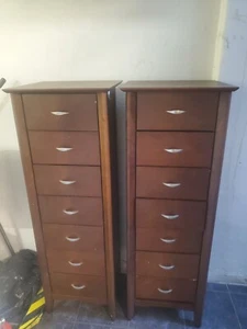 Tallboys X2 By Julian Bowen Brown Minuet Range 7 Drawers - Picture 1 of 4