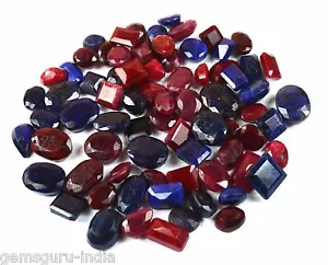 Natural Mix Shape Ruby & Sapphire Loose Gemstone Lot GH165 - Picture 1 of 15