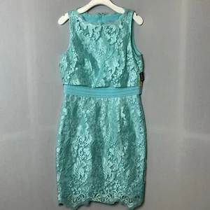 Antonio Melani Dress Womens 10 Blue Sleeveless Empire Laced Floral Lined - Picture 1 of 18