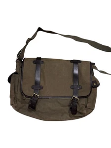 Vintage Gap Military Green Messenger Bag Boho Canvas Army Olive Unisex Y2K - Picture 1 of 13
