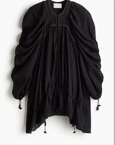 NWT- H&M Studio Capsule Collection 2025 Crinkled Cotton Dress. Black. Small - Picture 1 of 21