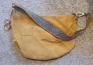 Rare Y2K HOBO Honey Suede D Shape Shoulder Bag Beaded Strap  - Picture 1 of 17