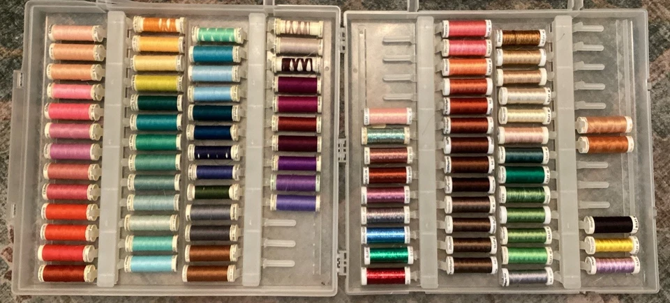 Lot of 89 Machine Embroidery Thread Spools w/Storage Case 9 Metallic Thread - Image 1 of 4