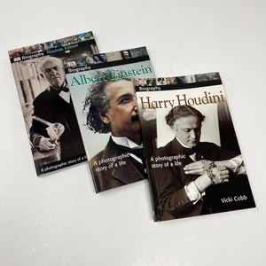 Biography Edison Einstein Houdini Lot of 3 Books Photographic Biographies - Picture 1 of 15