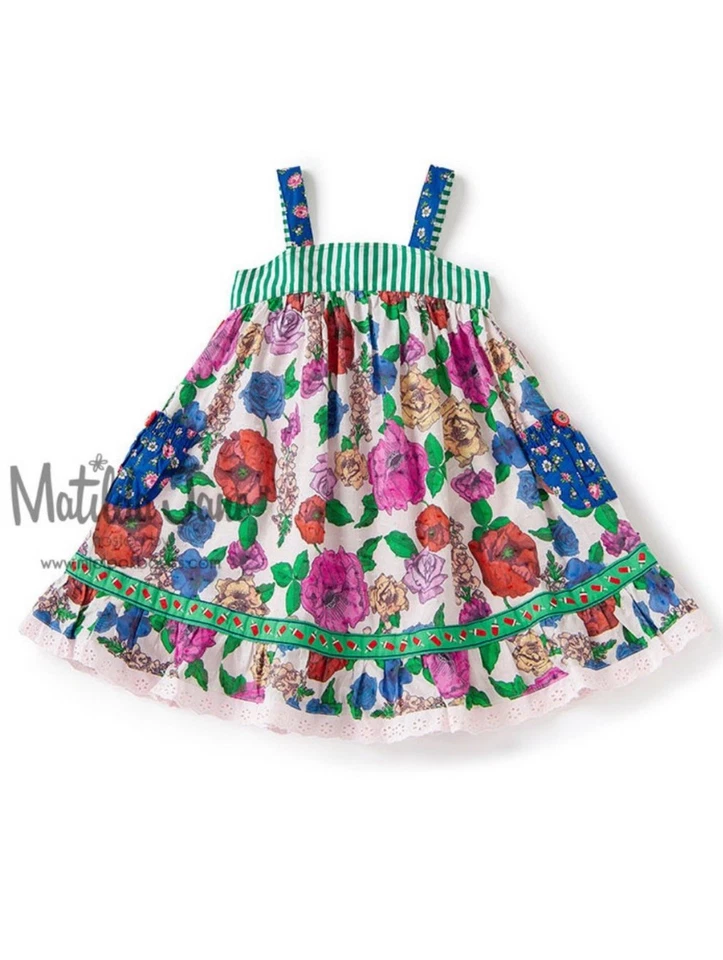 Vestido MATILDA JANE Can Do Attitude 6Y Verde Floral Cottagecore Rosas Sandía Foto 1 de 4