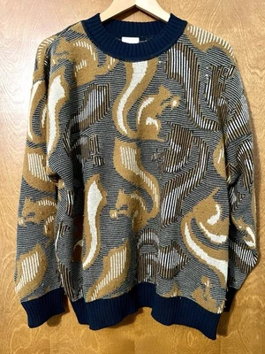 复古毛衣 Mondi 松鼠羊毛混纺针织女式 42 男式中号 — 第 1/4 张图片